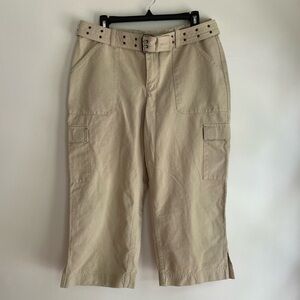 Liz Claiborne Belted Wide Leg Cropped Pants